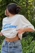 Unisex Baskılı Oversize T-Shirt - Beyaz resmi