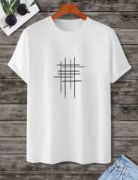 Unisex Baskılı Oversize T-Shirt - Beyaz resmi