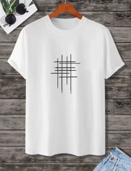 Unisex Baskılı Oversize T-Shirt - Beyaz resmi