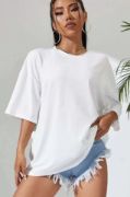 Unisex Baskılı Oversize T-Shirt - Beyaz resmi