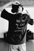 Unisex Baskılı Oversize T-Shirt - Siyah resmi