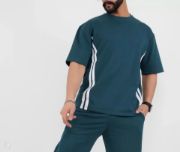 Unisex Oversize Yanları Şeritli T-Shirt - Cam Göbeği resmi