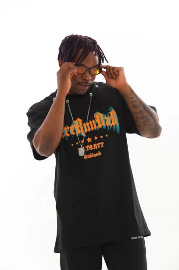 Unisex Oversize Kolye Dahil T-Shirt - Siyah resmi