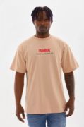 Unisex Baskılı Oversize T-Shirt - Bej resmi