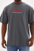 Unisex Baskılı Oversize T-Shirt - Füme resmi