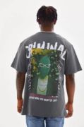 Unisex Baskılı Oversize T-Shirt - Füme resmi