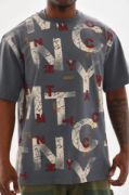 Unisex Baskılı Oversize T-Shirt - Füme resmi