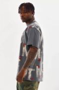 Unisex Baskılı Oversize T-Shirt - Füme resmi