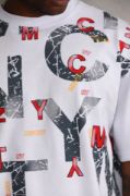 Unisex Baskılı Oversize T-Shirt - Beyaz resmi