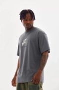Unisex Baskılı Oversize T-Shirt - Füme resmi