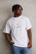 Unisex Baskılı Oversize T-Shirt - Beyaz resmi