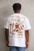 Unisex Baskılı Oversize T-Shirt - Beyaz resmi