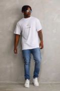 Unisex Baskılı Oversize T-Shirt - Beyaz resmi