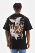 Unisex Baskılı Oversize T-Shirt - Siyah resmi