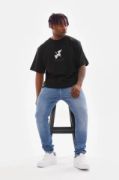 Unisex Baskılı Oversize T-Shirt - Siyah resmi