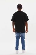 Unisex Baskılı Oversize T-Shirt - Siyah resmi