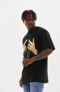 Unisex Baskılı Oversize T-Shirt - Siyah resmi