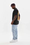 Unisex Baskılı Oversize T-Shirt - Siyah resmi