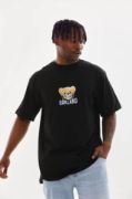 Unisex Baskılı Oversize T-Shirt - Siyah resmi
