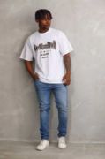 Unisex Baskılı Oversize T-Shirt - Beyaz resmi