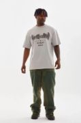 Unisex Baskılı Oversize T-Shirt - Gri resmi