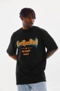 Unisex Baskılı Oversize T-Shirt - Siyah resmi