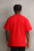 Unisex Baskılı Oversize T-Shirt - Kırmızı resmi