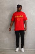 Unisex Baskılı Oversize T-Shirt - Kırmızı resmi