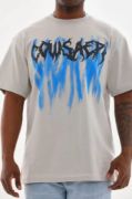 Unisex Baskılı Oversize T-Shirt - Gri resmi
