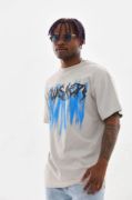 Unisex Baskılı Oversize T-Shirt - Gri resmi