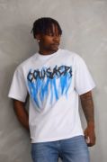 Unisex Baskılı Oversize T-Shirt - Beyaz resmi