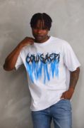 Unisex Baskılı Oversize T-Shirt - Beyaz resmi