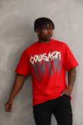 Unisex Baskılı Oversize T-Shirt - Kırmızı resmi