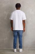 Unisex Kuşgözü Detaylı Baskılı Oversize T-Shirt - Beyaz resmi