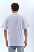 Unisex Oversize Taşlı Bisiklet Yaka T-Shirt - Beyaz resmi