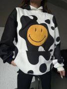 Smiley Face Kapüşonlu Sweatshirt - Siyah resmi
