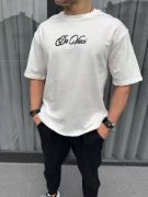 Unisex Baskılı Oversize T-Shirt - Beyaz resmi