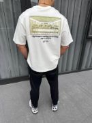 Unisex Baskılı Oversize T-Shirt - Beyaz resmi