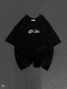 Unisex Baskılı Oversize T-Shirt - Siyah resmi