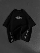 Unisex Baskılı Oversize T-Shirt - Siyah resmi