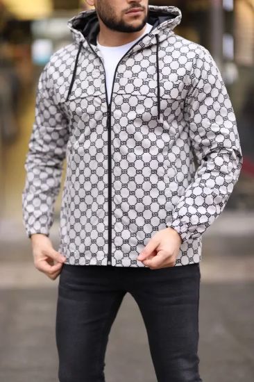 Unisex Kapüşonlu İçi Astarlı Yağmurluk - Gri resmi