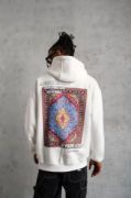 Erkek Kilim Desen Kapüşonlu Sweat- Beyaz resmi