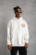 Erkek Kilim Desen Kapüşonlu Sweat- Beyaz resmi