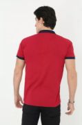 Erkek Yakalı Slim Fit Baskılı T-Shirt - Kırmızı resmi