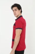 Erkek Yakalı Slim Fit Baskılı T-Shirt - Kırmızı resmi