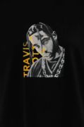 Unisex Baskılı Oversize T-Shirt - Siyah resmi