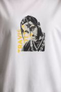 Unisex Baskılı Oversize T-Shirt - Beyaz resmi