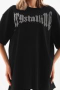 Unisex Taş Desenli Oversize T-Shirt - Beyaz resmi