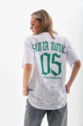 Unisex Baskılı Oversize T-Shirt - Beyaz resmi