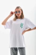 Unisex Baskılı Oversize T-Shirt - Beyaz resmi